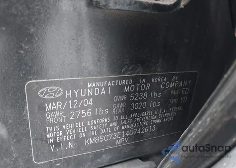 2004 Hyundai Santa Fe Gls/Lx from USA, damaged, VIN KM8SC73E14U742613